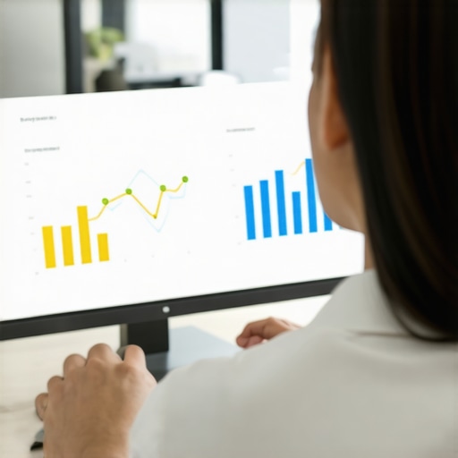 Digital marketer studying local SEO data and map rankings on a computer.