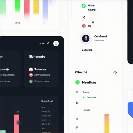 Screenshot of local SEO analytics dashboard highlighting engagement and schema data