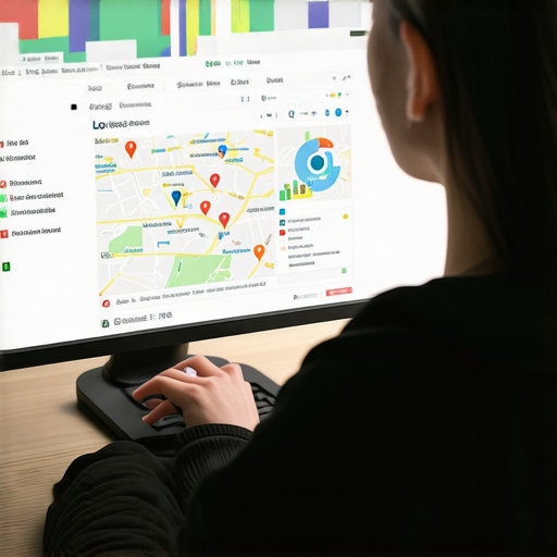 Analyzing Local SEO Data A person reviewing local SEO analytics and maps on a computer screen