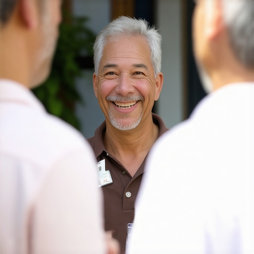 Community Engagement in Local SEO Business owner interacting with community members at an outdoor event.