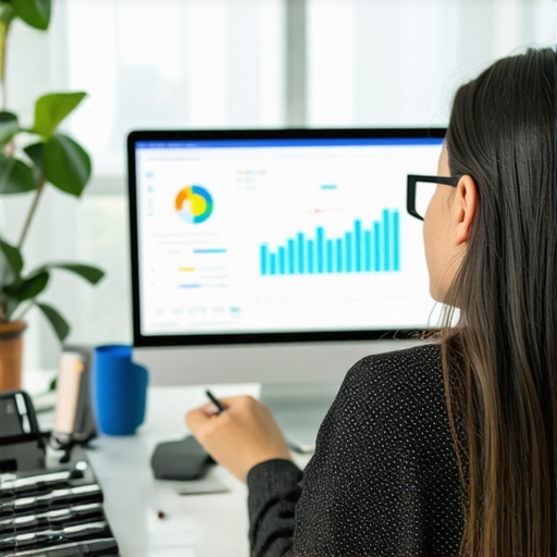 Data-Driven Local SEO Strategy Person analyzing local SEO data on a computer with charts and graphs.