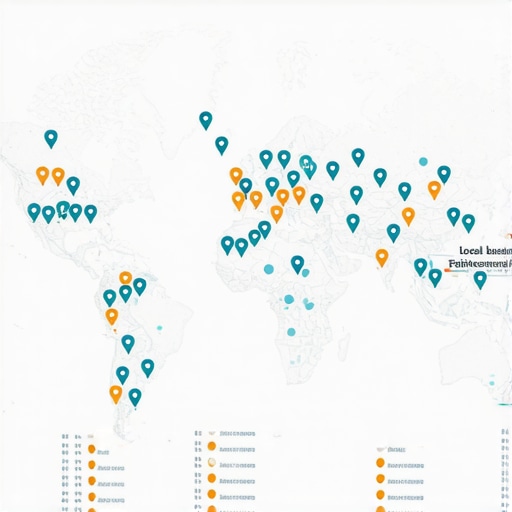 Digital map showcasing local business rankings and analytics overlays.