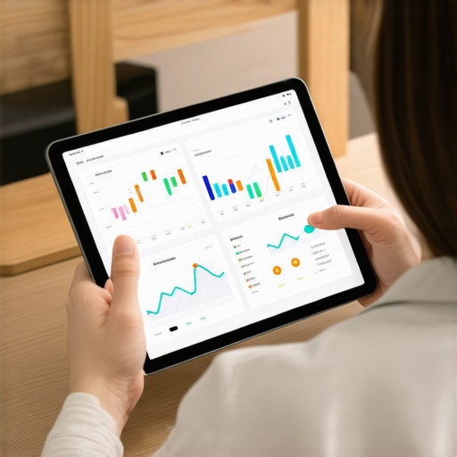 Person reviewing local SEO analytics on a tablet with maps and graphs.