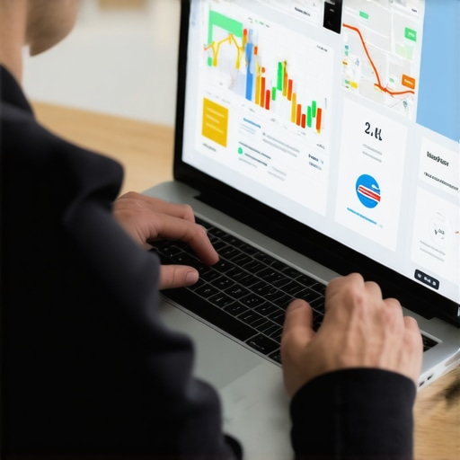 Person analyzing local SEO and Google Maps rankings on a laptop