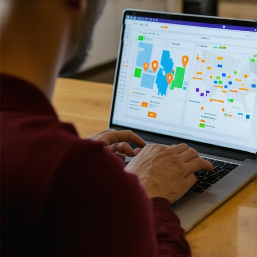 Analyzing Local SEO Data for Map Rankings Business owner reviewing local SEO analytics on a laptop.