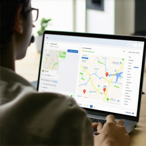 Person reviewing Google Maps and analytics on laptop for local SEO health