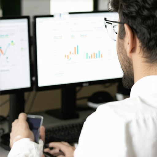 Analyzing Local SEO Data for Map Rankings A digital marketing specialist reviewing analytics dashboards related to local SEO and maps