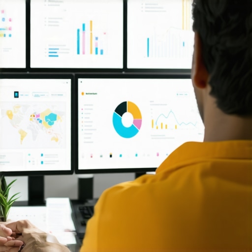 Person reviewing local SEO analytics and maps on multiple screens, demonstrating ongoing SEO maintenance.