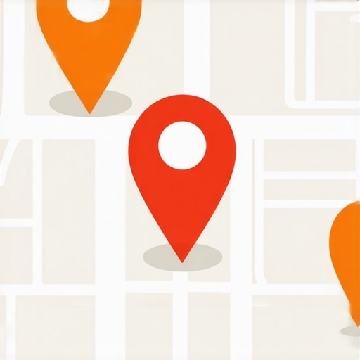 A map visualization showing the rankings of local businesses with strategic markers