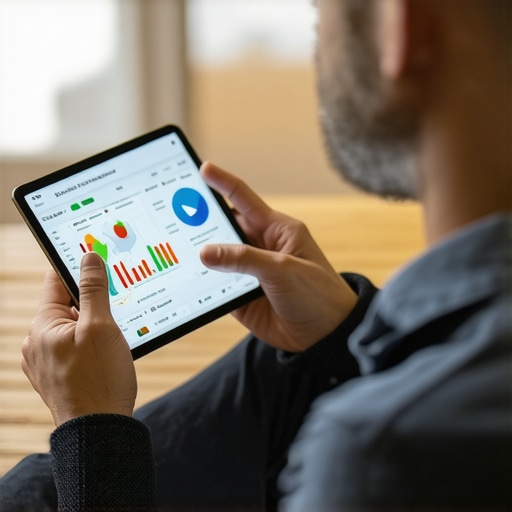 Monitoring Local SEO Performance Business owner analyzing local search rankings and maps on a tablet device