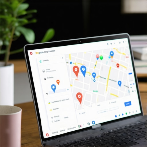 Business owner working on Google My Business profile for local SEO