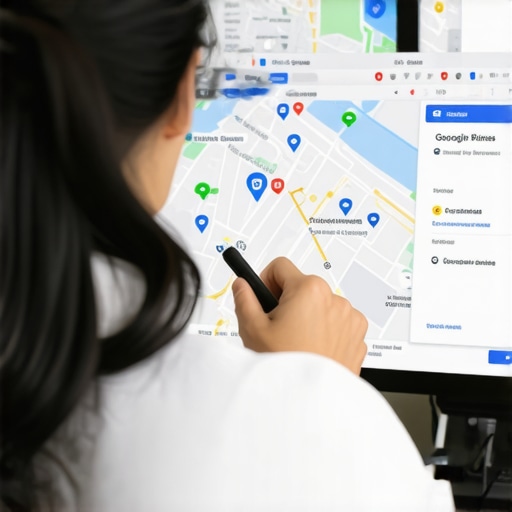 A person editing their Google My Business listing on a laptop, showcasing local map optimization.