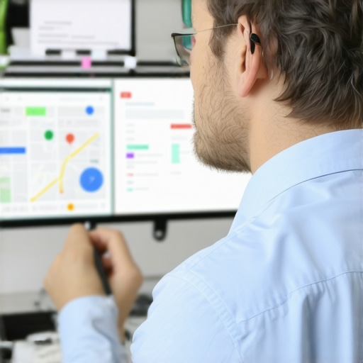 Business owner working on local map rankings using SEO tools.