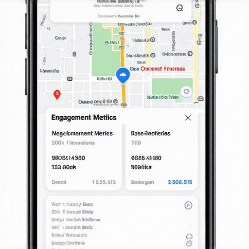Smartphone showing local search results with engagement data