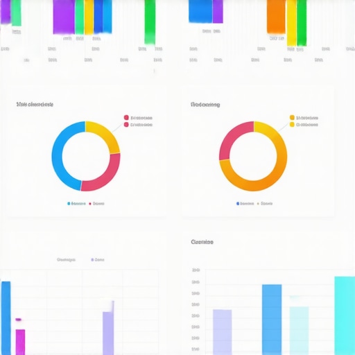 A computer screen with colorful charts and graphs monitoring local SEO and map ranking performance.