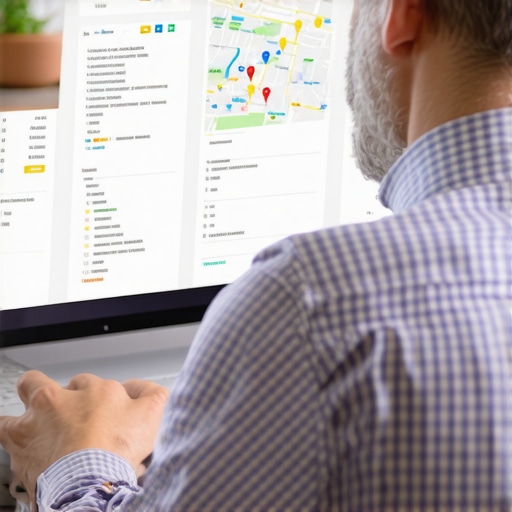 Business owner reviewing local SEO analytics on a laptop