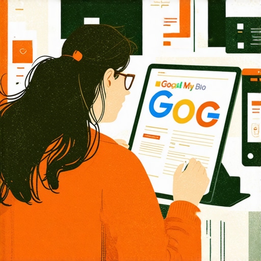 Business owners working on their local SEO profiles with digital devices.