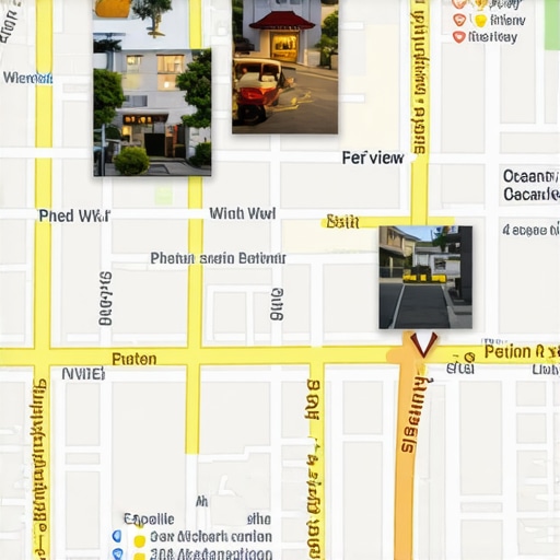 Map with highlighted business listing signals indicating optimization techniques