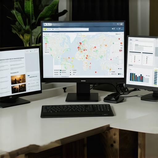 SEO Tools for Map Optimization Person monitoring local SEO analytics on multiple screens